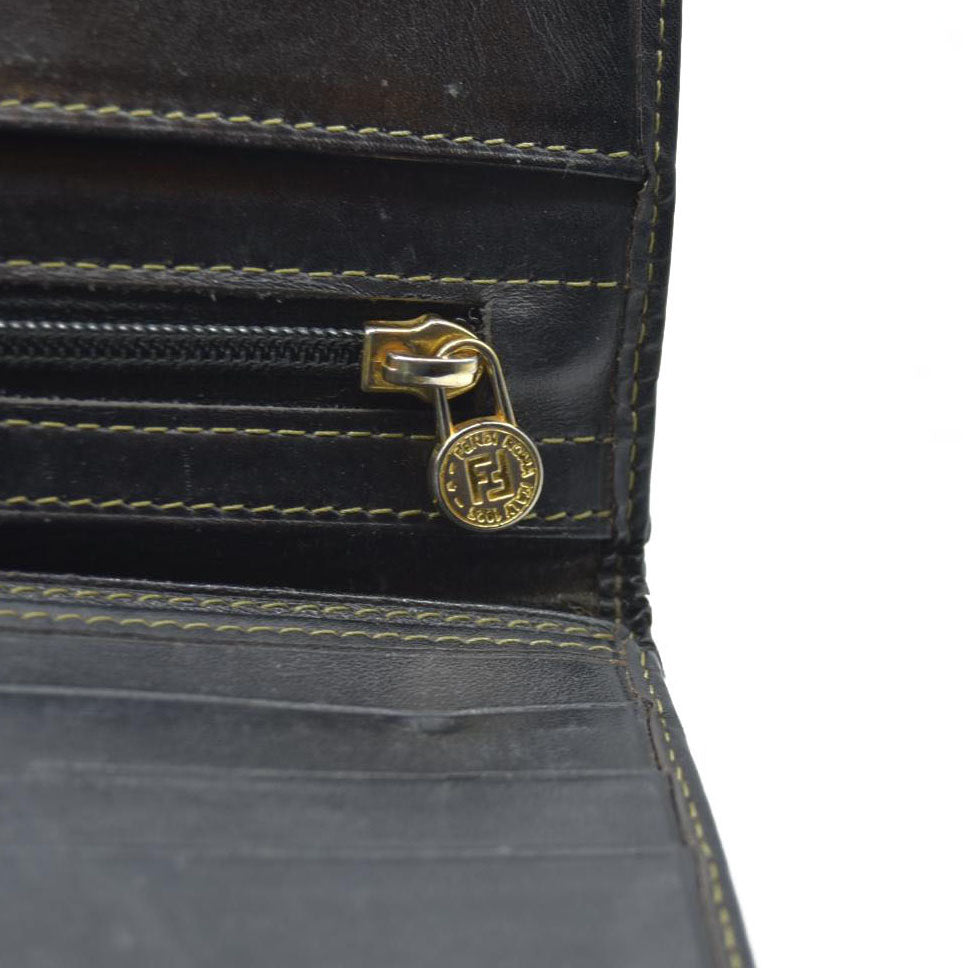 AUCTION $750 Fendi  Pequin Striped Flap Wallet Tobacco