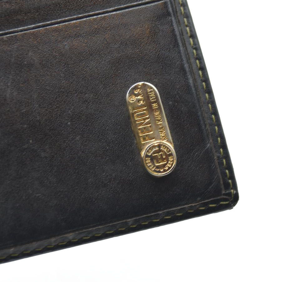 AUCTION $750 Fendi  Pequin Striped Flap Wallet Tobacco