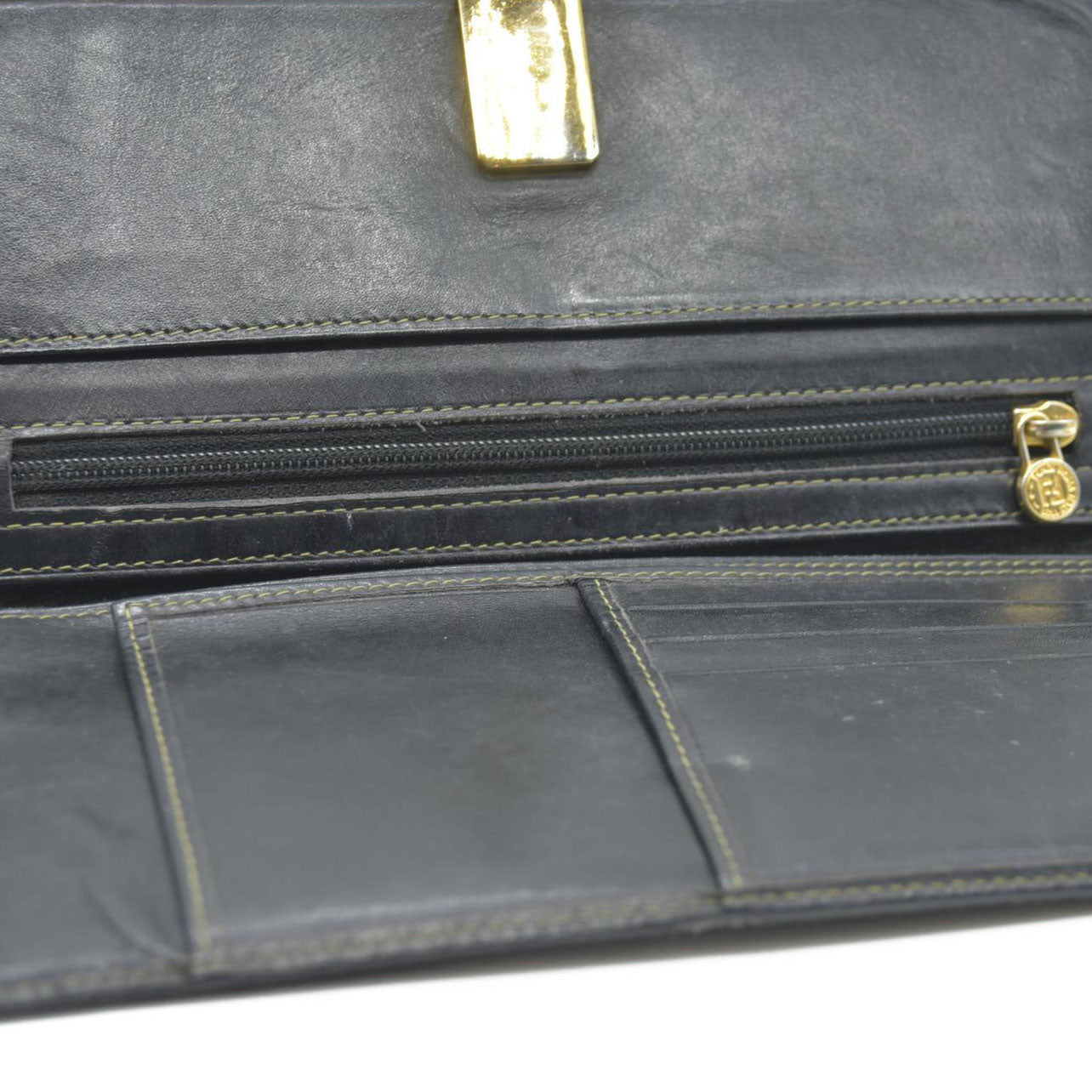 AUCTION $750 Fendi  Pequin Striped Flap Wallet Tobacco