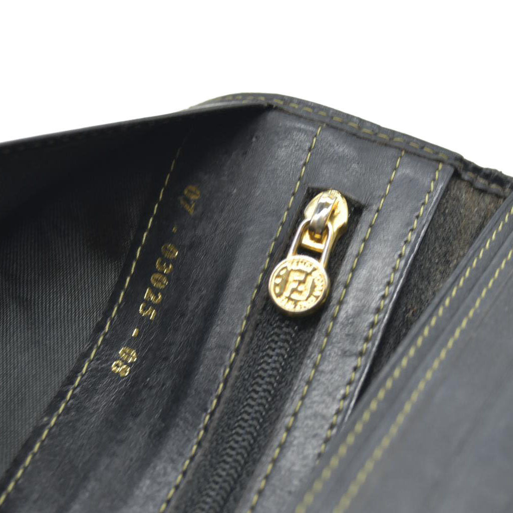 AUCTION $750 Fendi  Pequin Striped Flap Wallet Tobacco