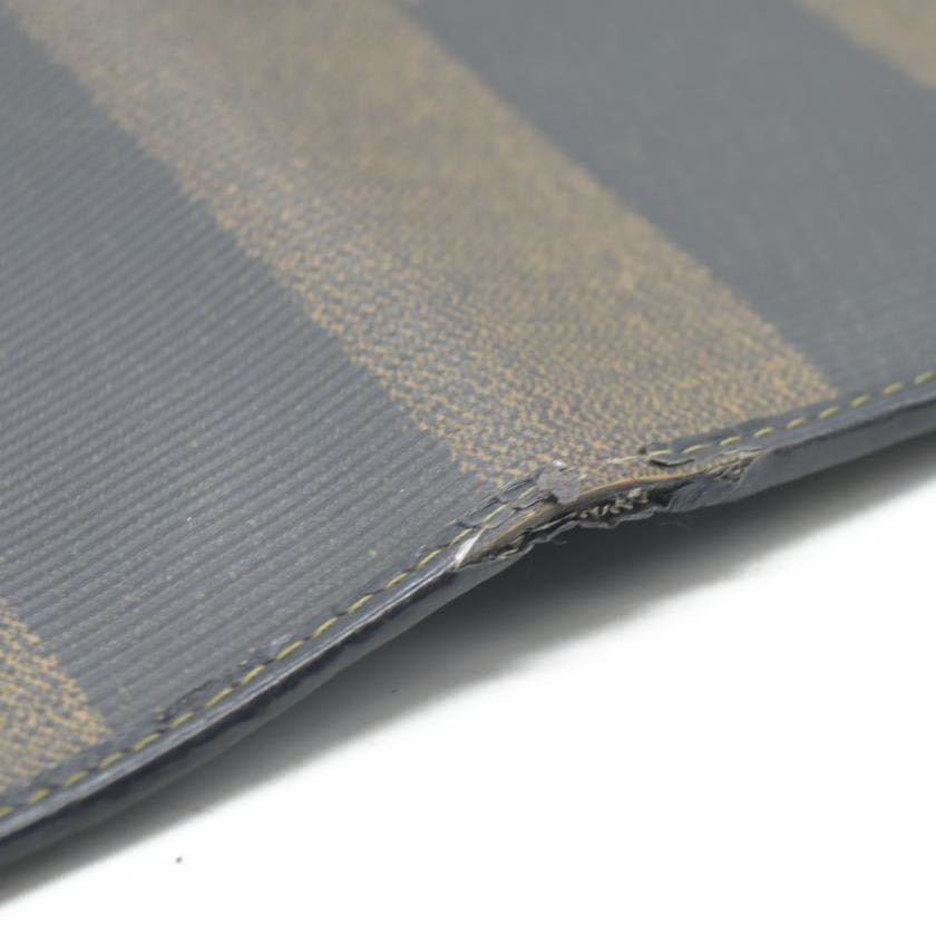 AUCTION $750 Fendi  Pequin Striped Flap Wallet Tobacco