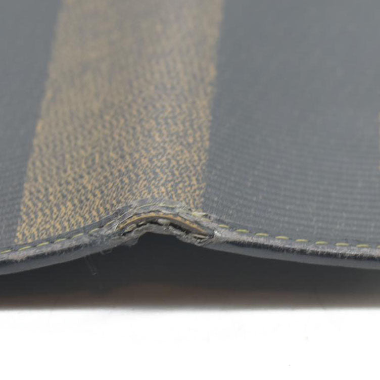 AUCTION $750 Fendi  Pequin Striped Flap Wallet Tobacco