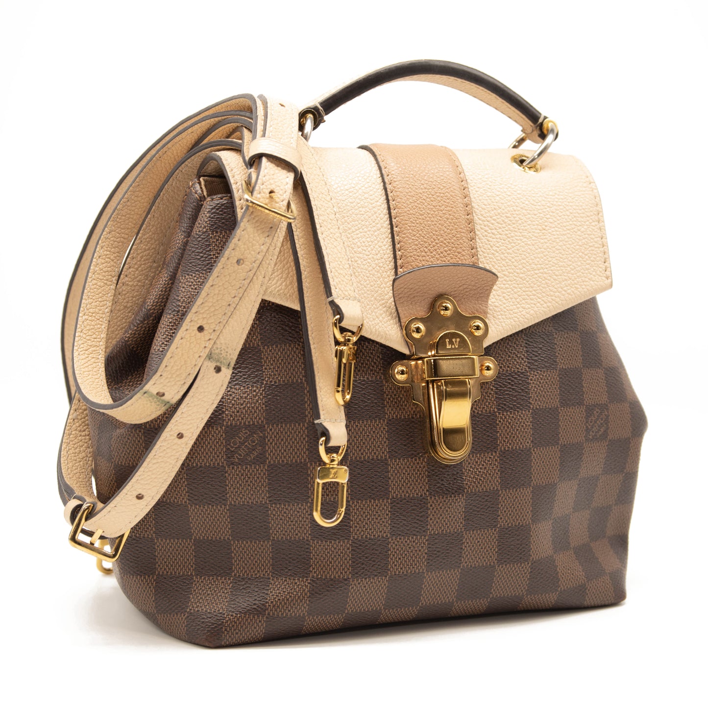 Louis Vuitton Clapton Creme Brown Damier Ebene Canvas Backpack