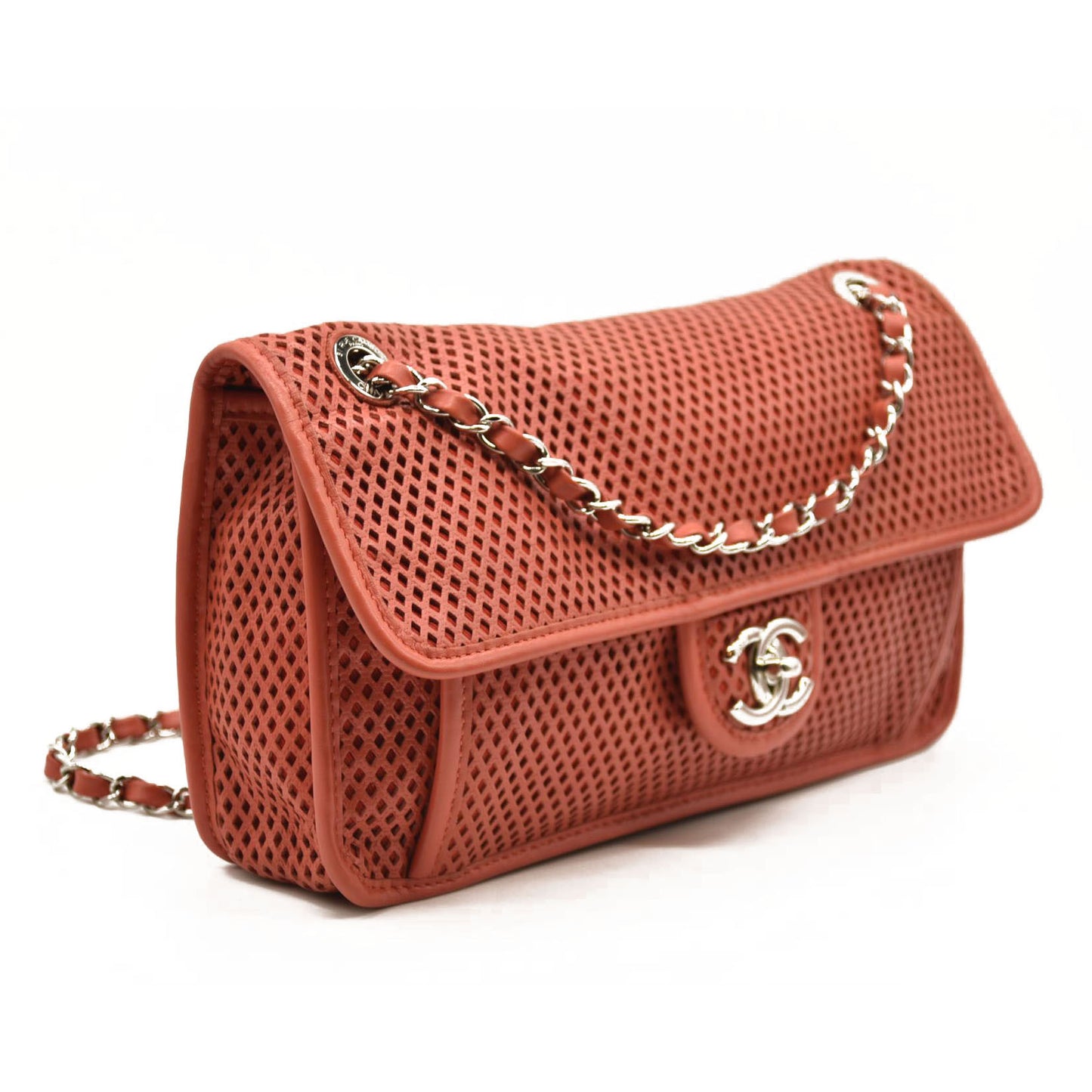 CHANEL Perforated Calfskin Up In The Air Flap Red 17*