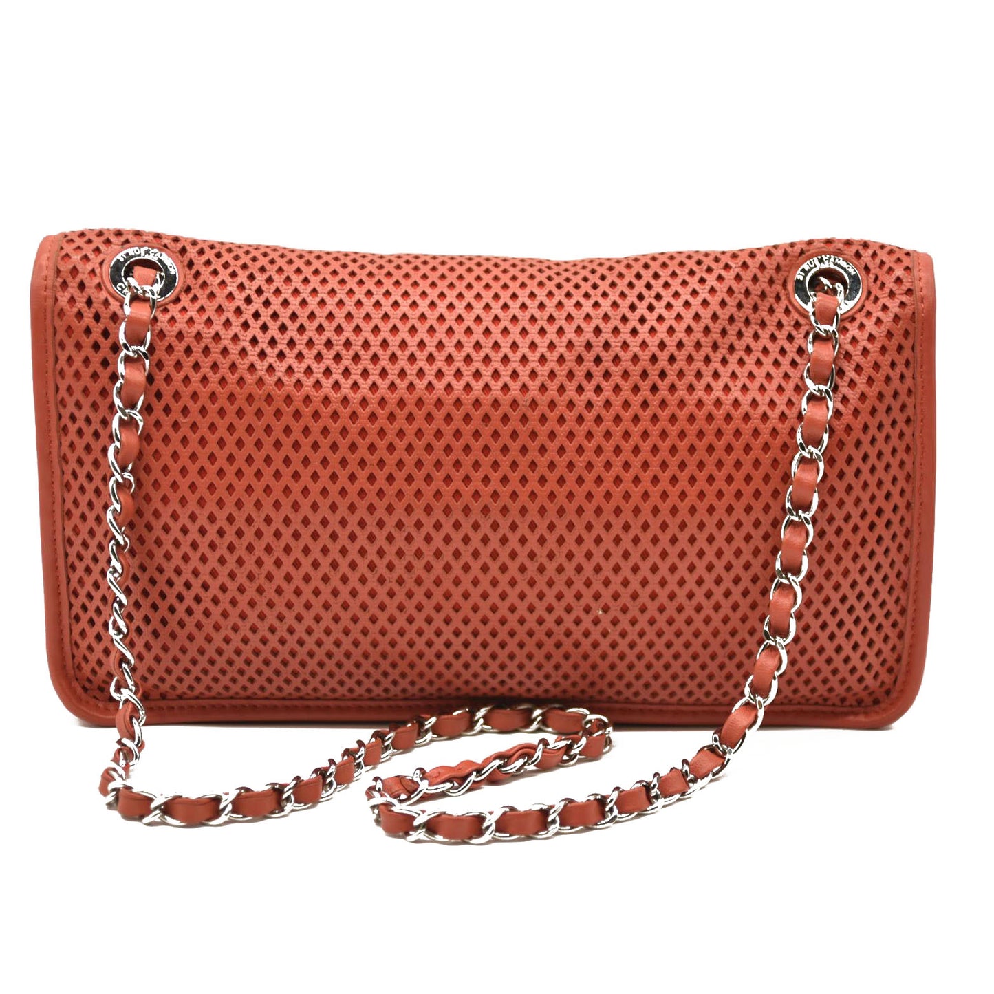 CHANEL Perforated Calfskin Up In The Air Flap Red 17*