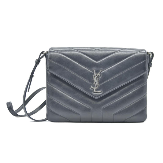 $3400 Saint Laurent  Calfskin Y Quilted Monogram Loulou Flap Bag Black