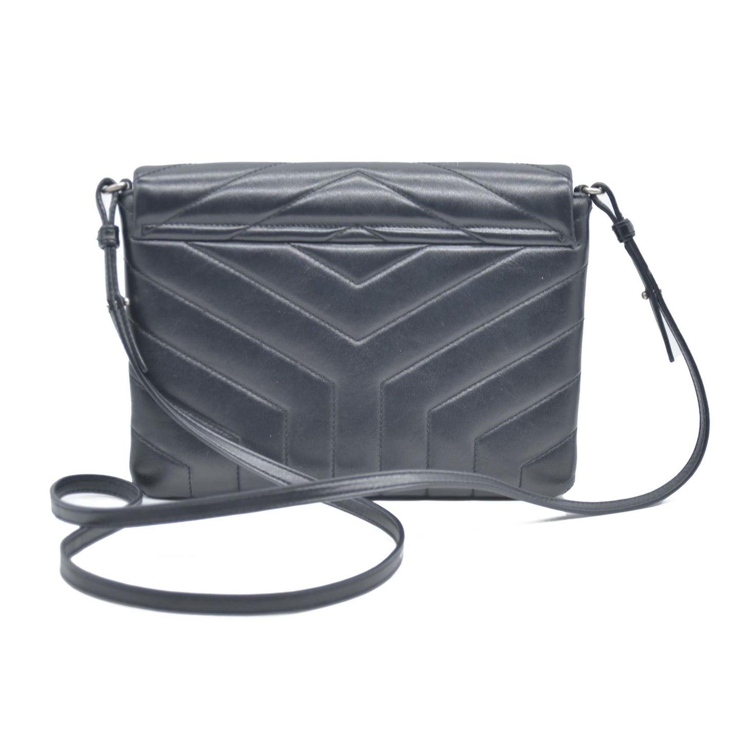 $3400 Saint Laurent  Calfskin Y Quilted Monogram Loulou Flap Bag Black