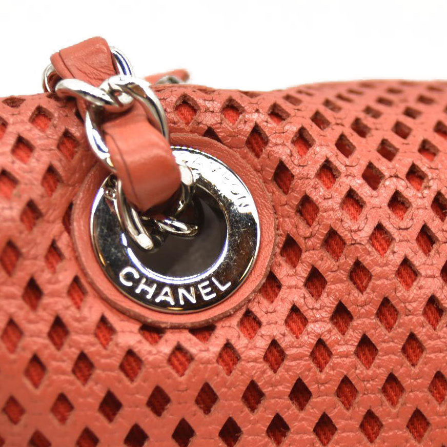 CHANEL Perforated Calfskin Up In The Air Flap Red 17*