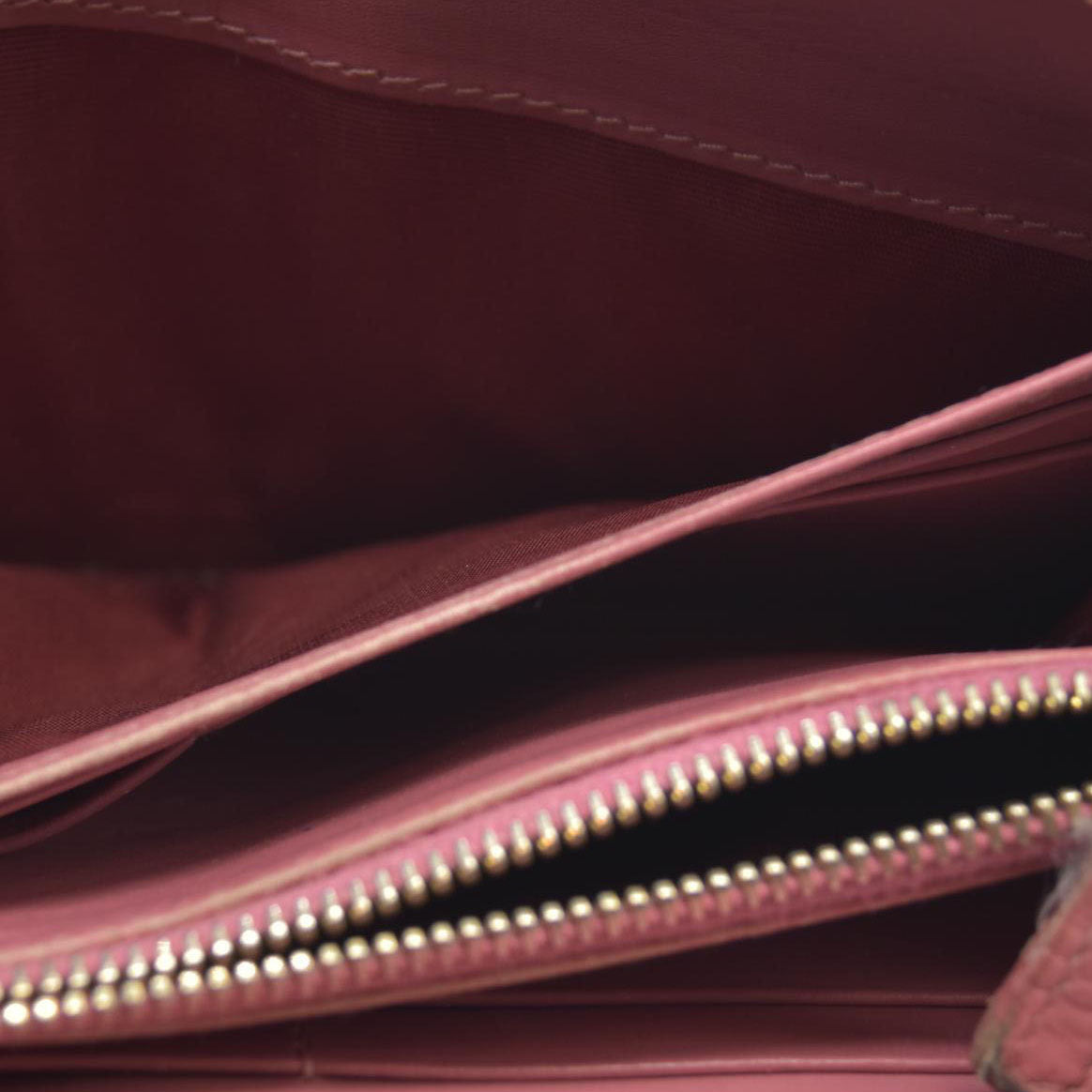 AUCTION $545 Miu Miu  Vernice Crocodile Embossed Calfskin Zip Around Wallet Antico