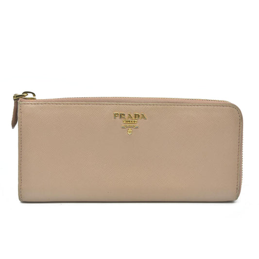 AUCTION $650 Prada  Saffiano Metal Zip Around Wallet Cammeo