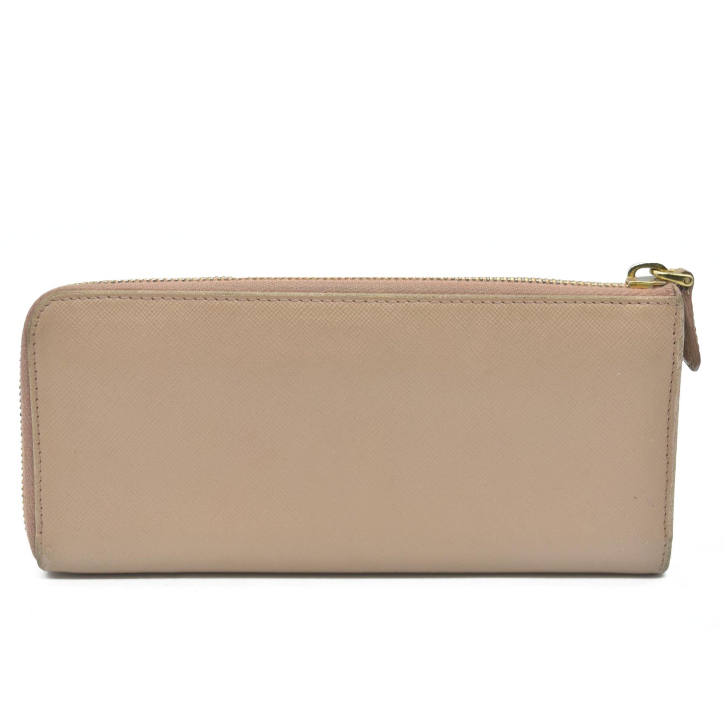 AUCTION $650 Prada  Saffiano Metal Zip Around Wallet Cammeo