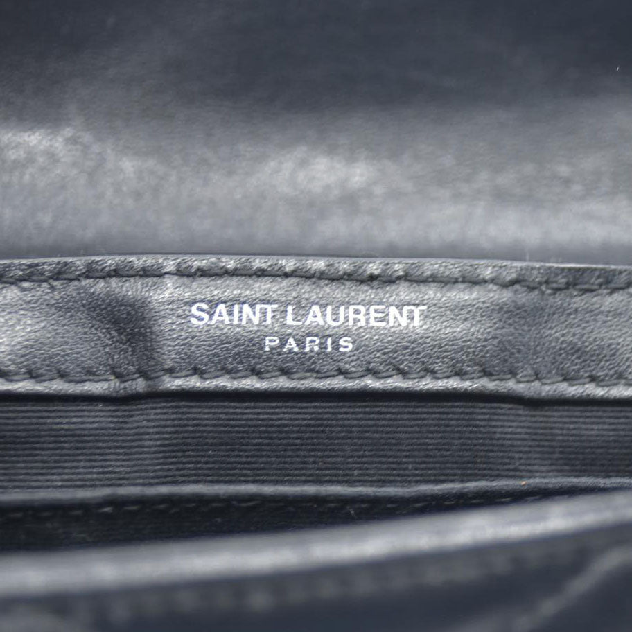 $3400 Saint Laurent  Calfskin Y Quilted Monogram Loulou Flap Bag Black