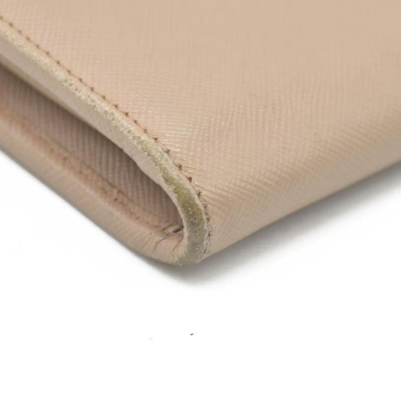 AUCTION $650 Prada  Saffiano Metal Zip Around Wallet Cammeo