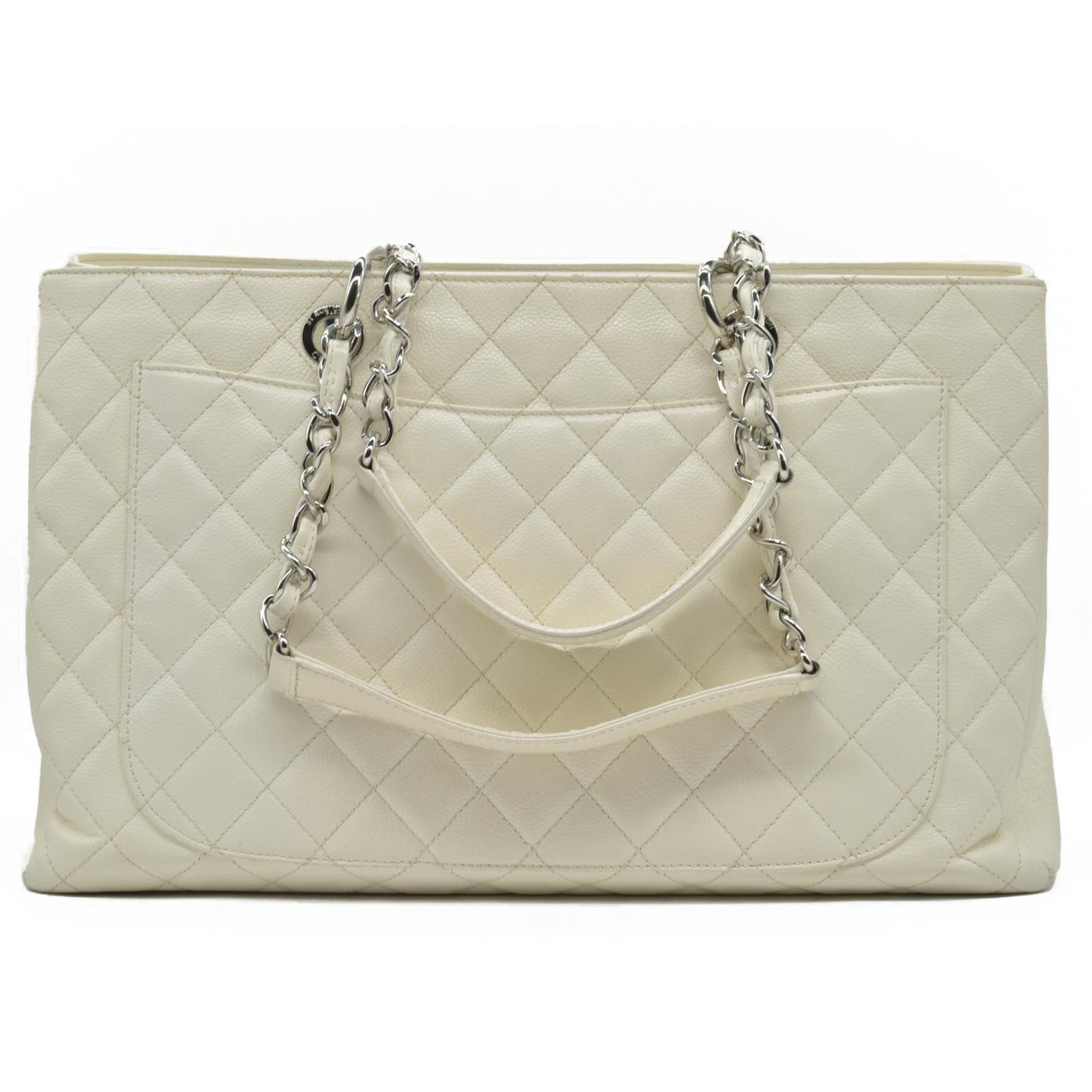 $3500 Chanel Caviar Quilted XL Grand Shopping Tote GST White 2011-2012