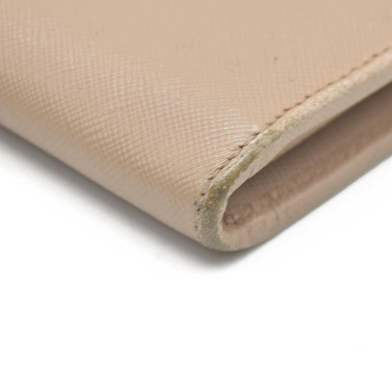 AUCTION $650 Prada  Saffiano Metal Zip Around Wallet Cammeo