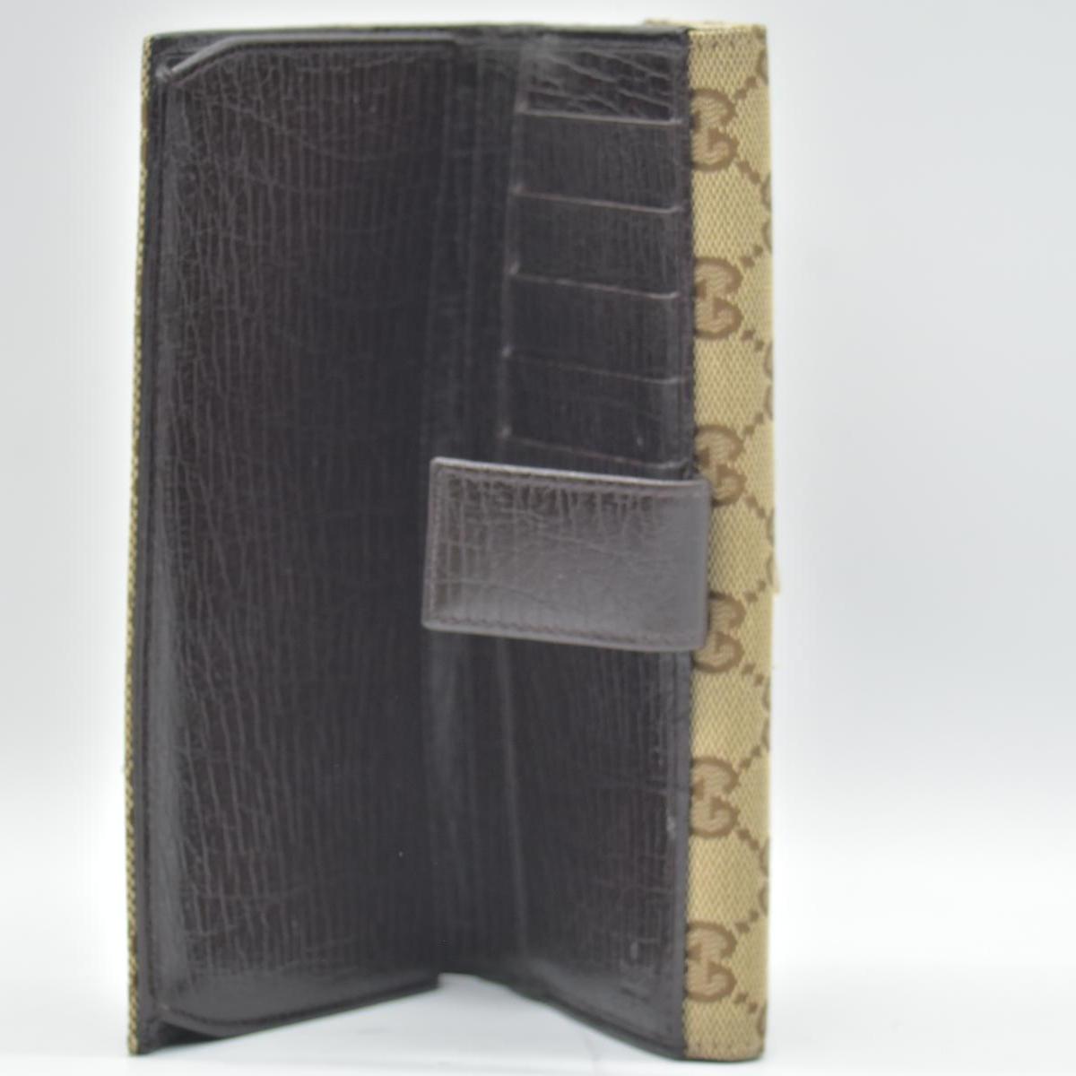 $425 Gucci Beige Ebony GG Canvas Hasler Continental Wallet CONSIGNMENT