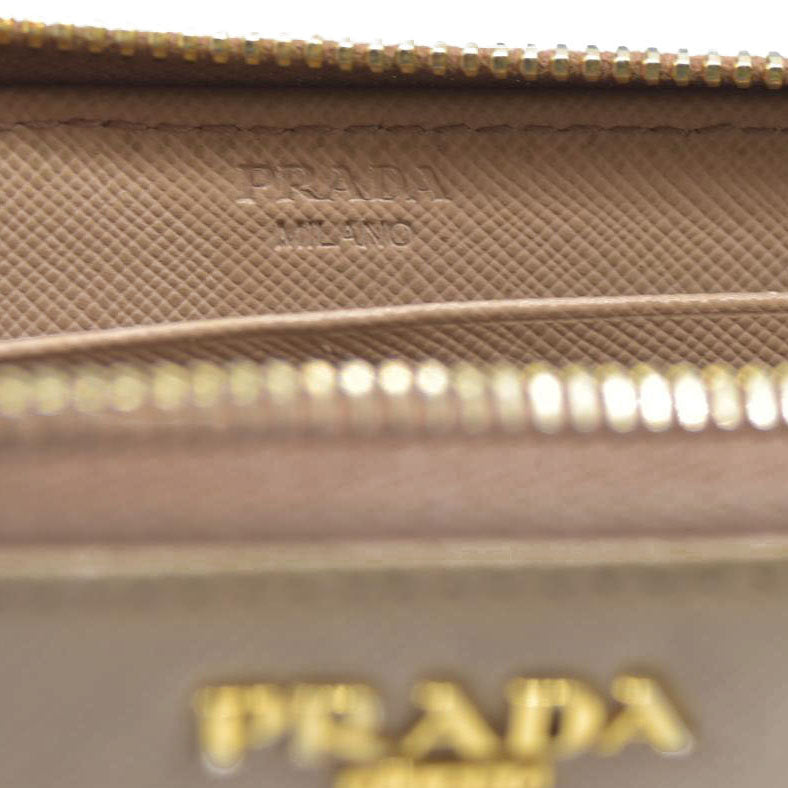 AUCTION $650 Prada  Saffiano Metal Zip Around Wallet Cammeo