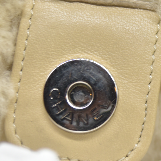 $1895 Chanel Quilted Shearling Tote Bag and Accessory Pouch 2005