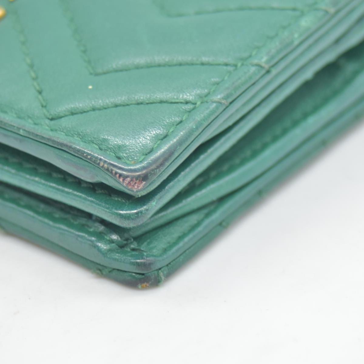 $580 Gucci  Marmont Double G Logo Compact Wallet Emerald CONSIGNMENT