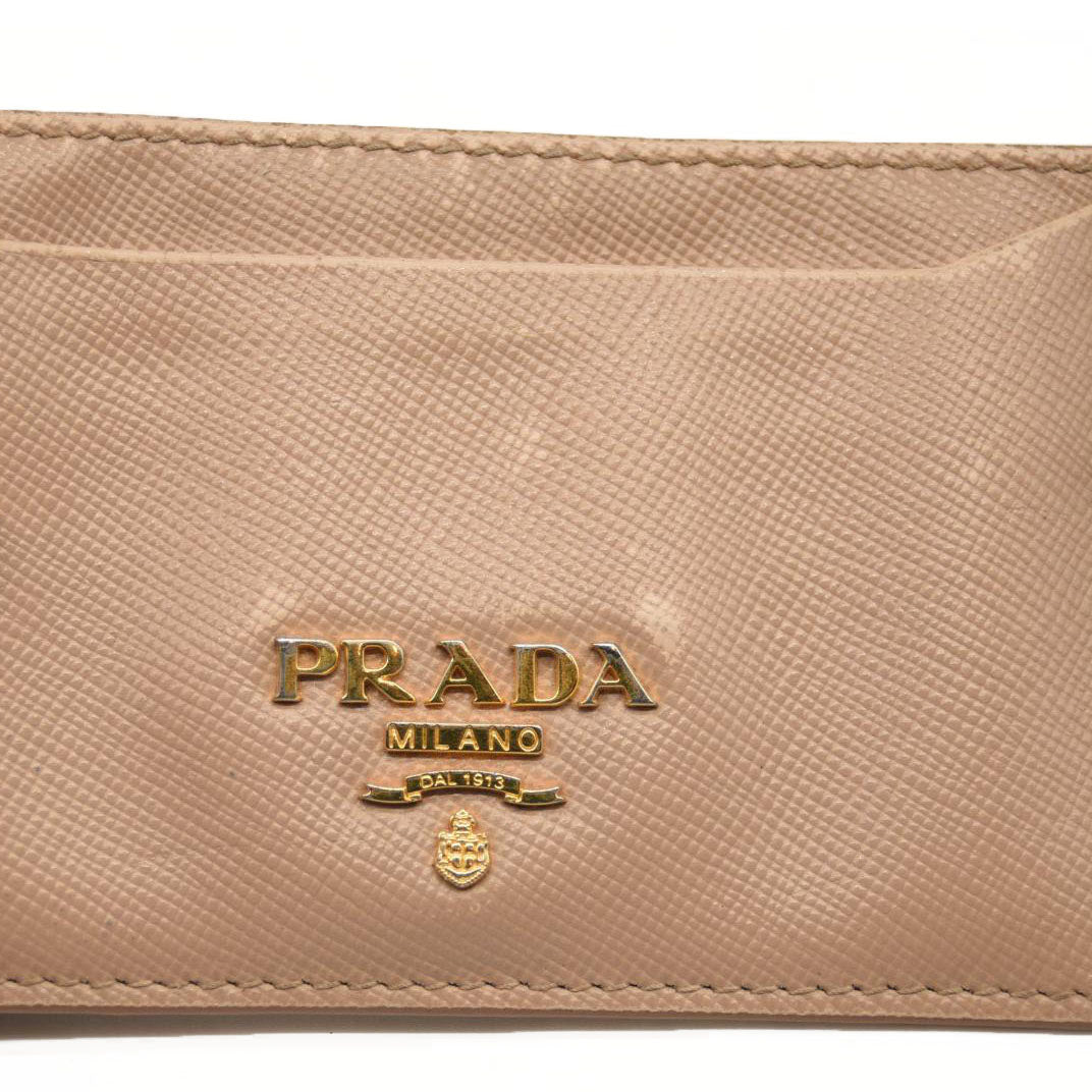 Prada Card Holder Beige Saffiano