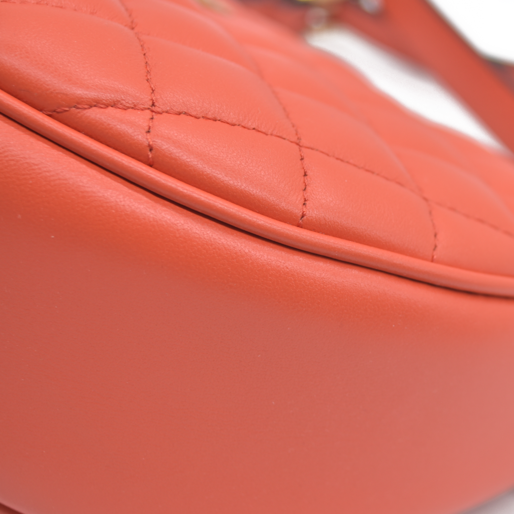 $1875 Versace Half Moon Quilted Bag Coral Medusa CONSIGNMENT