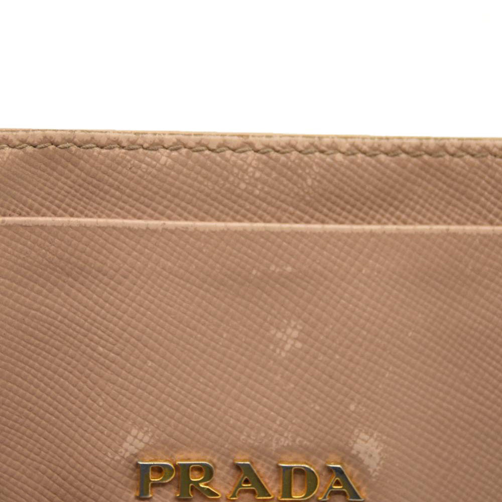 Prada Card Holder Beige Saffiano