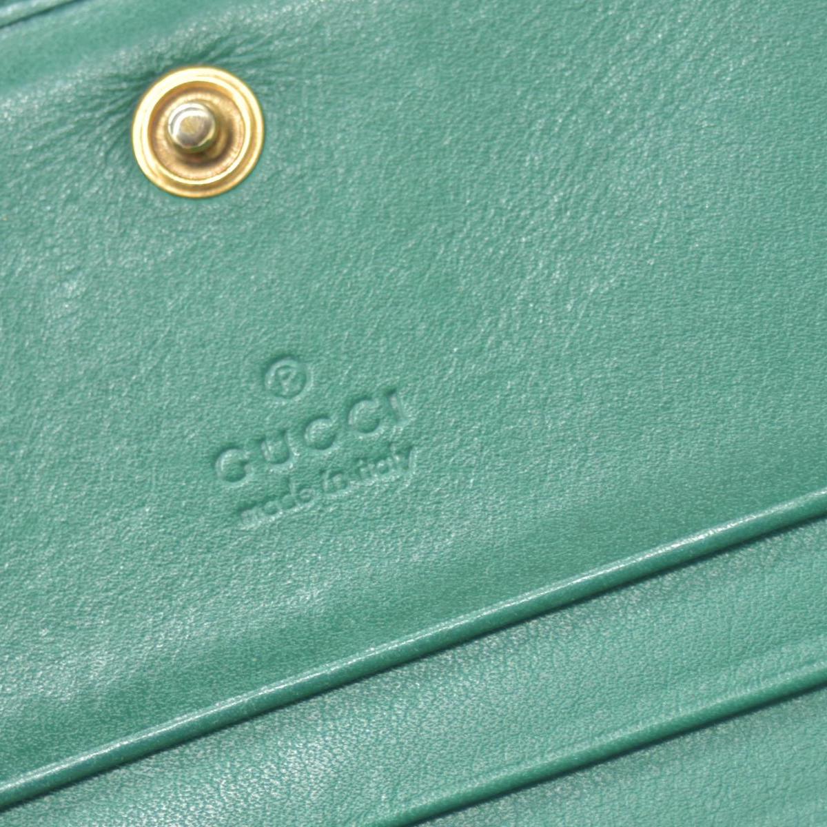 $580 Gucci  Marmont Double G Logo Compact Wallet Emerald CONSIGNMENT