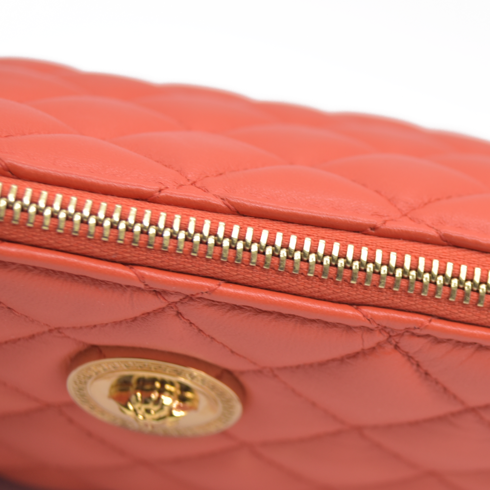 $1875 Versace Half Moon Quilted Bag Coral Medusa CONSIGNMENT