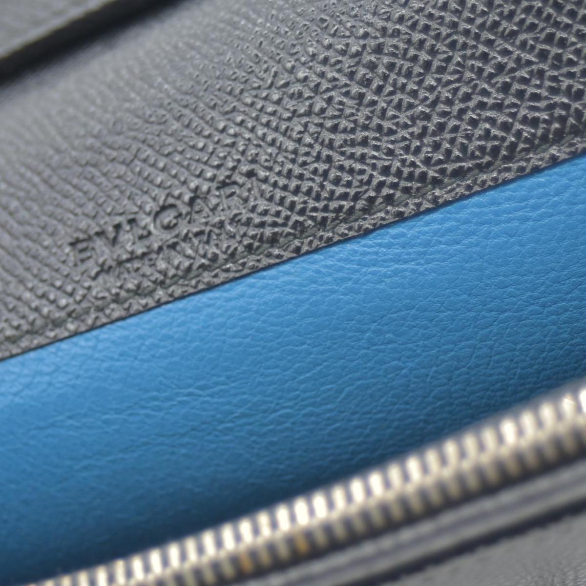 $790 BVLGARI Leather Bifold Long Wallet Black CONSIGNMENT