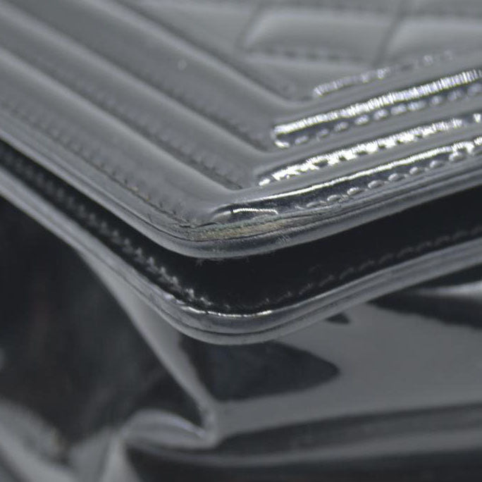 Chanel  Patent Calfskin Quilted Medium Plexiglass Boy Flap Black