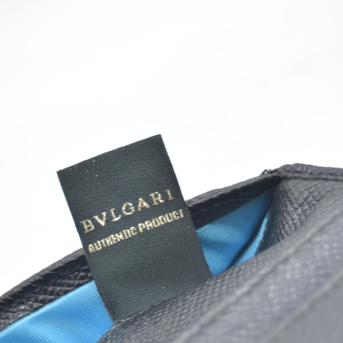 $790 BVLGARI Leather Bifold Long Wallet Black CONSIGNMENT