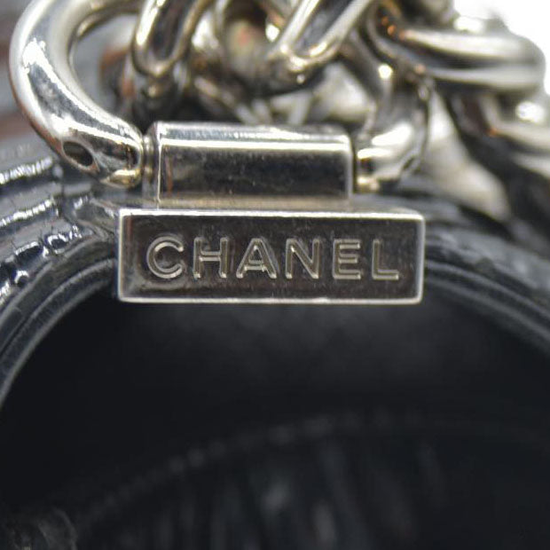 Chanel  Patent Calfskin Quilted Medium Plexiglass Boy Flap Black