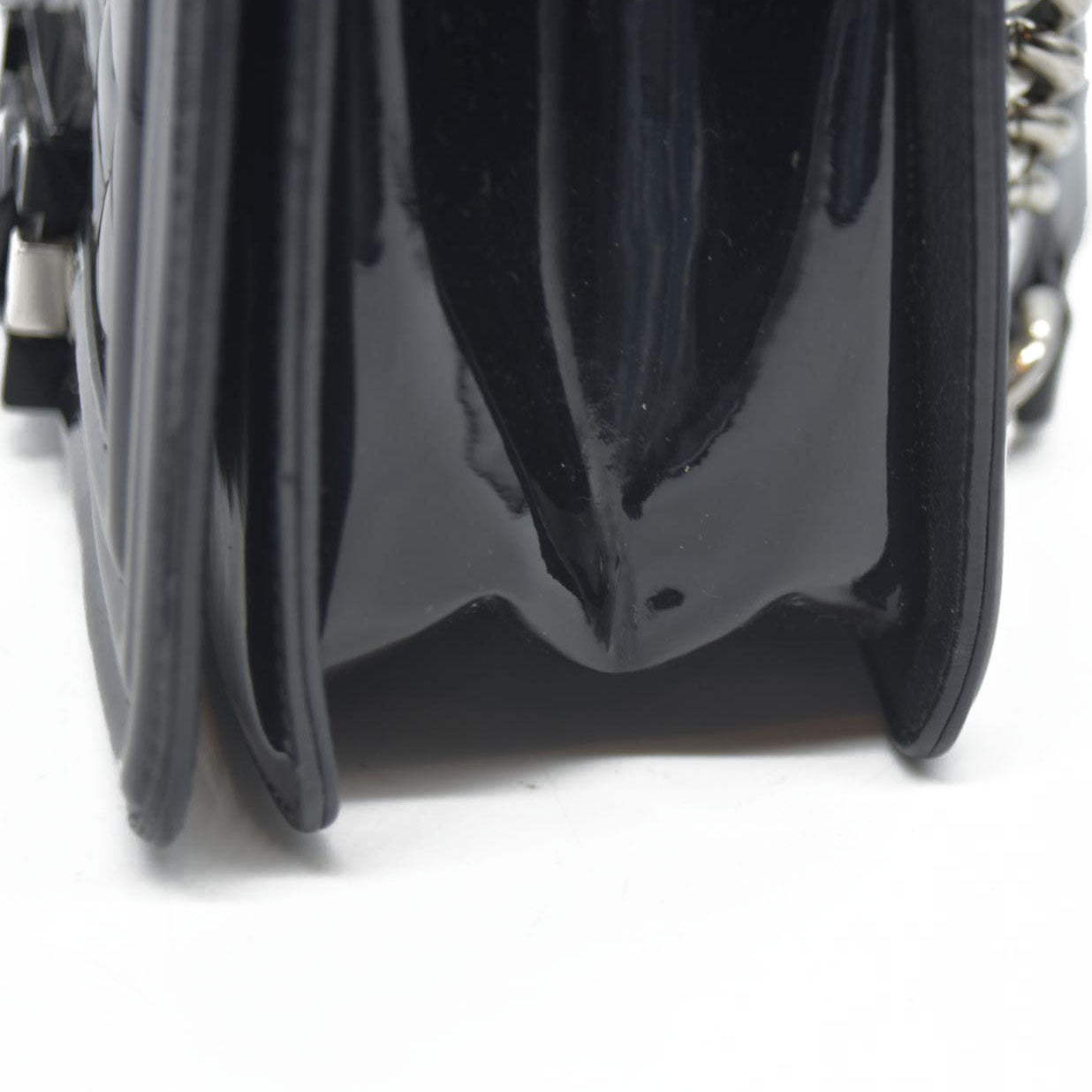 Chanel  Patent Calfskin Quilted Medium Plexiglass Boy Flap Black