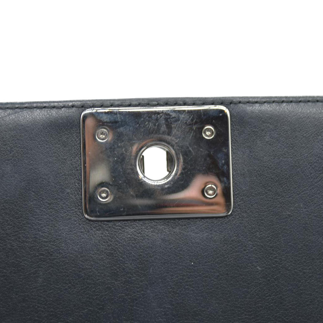 Chanel  Patent Calfskin Quilted Medium Plexiglass Boy Flap Black