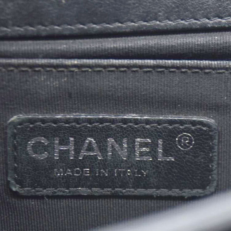 Chanel  Patent Calfskin Quilted Medium Plexiglass Boy Flap Black