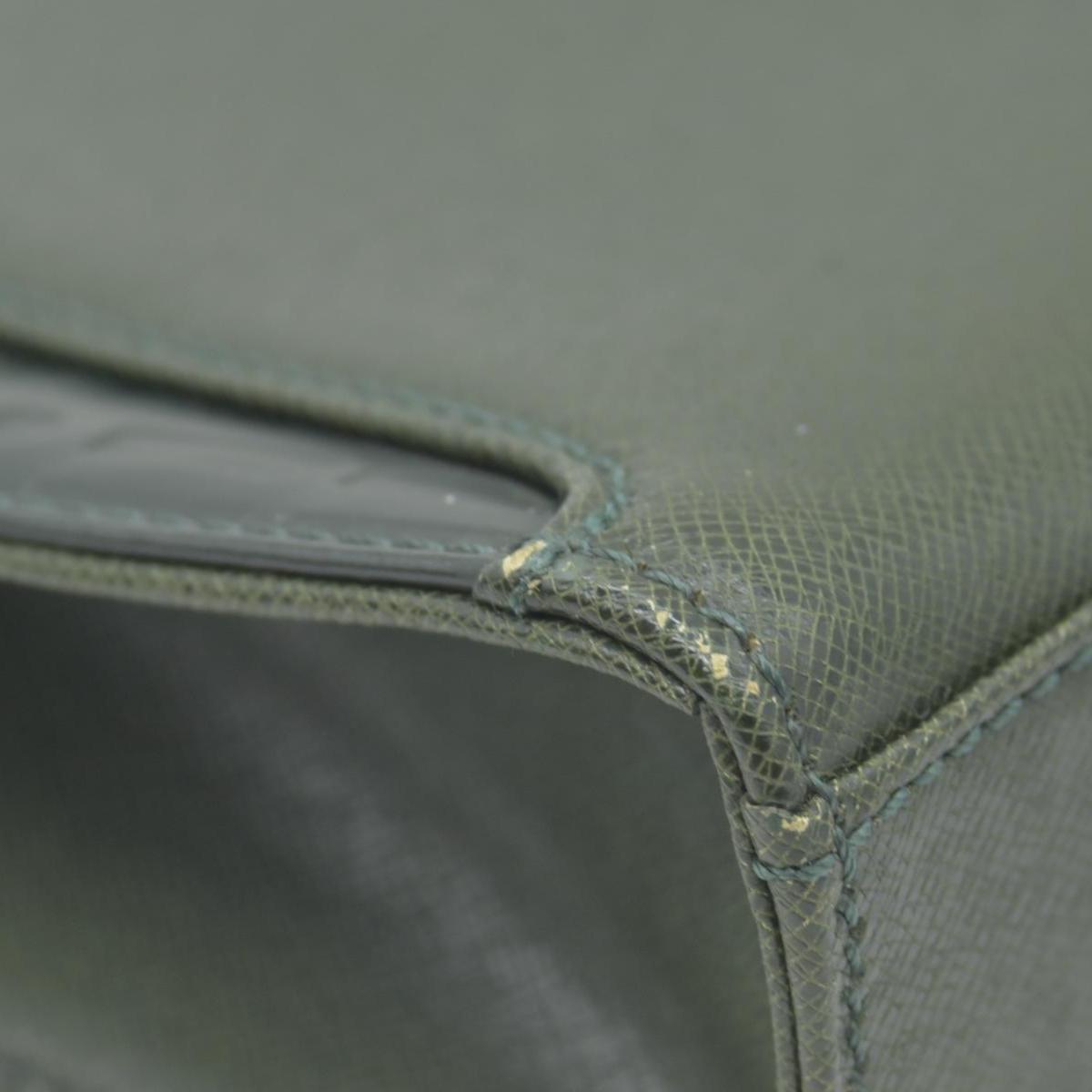 $650 Burberry Saffiano Leather Clutch Dark Green CONSIGNMENT