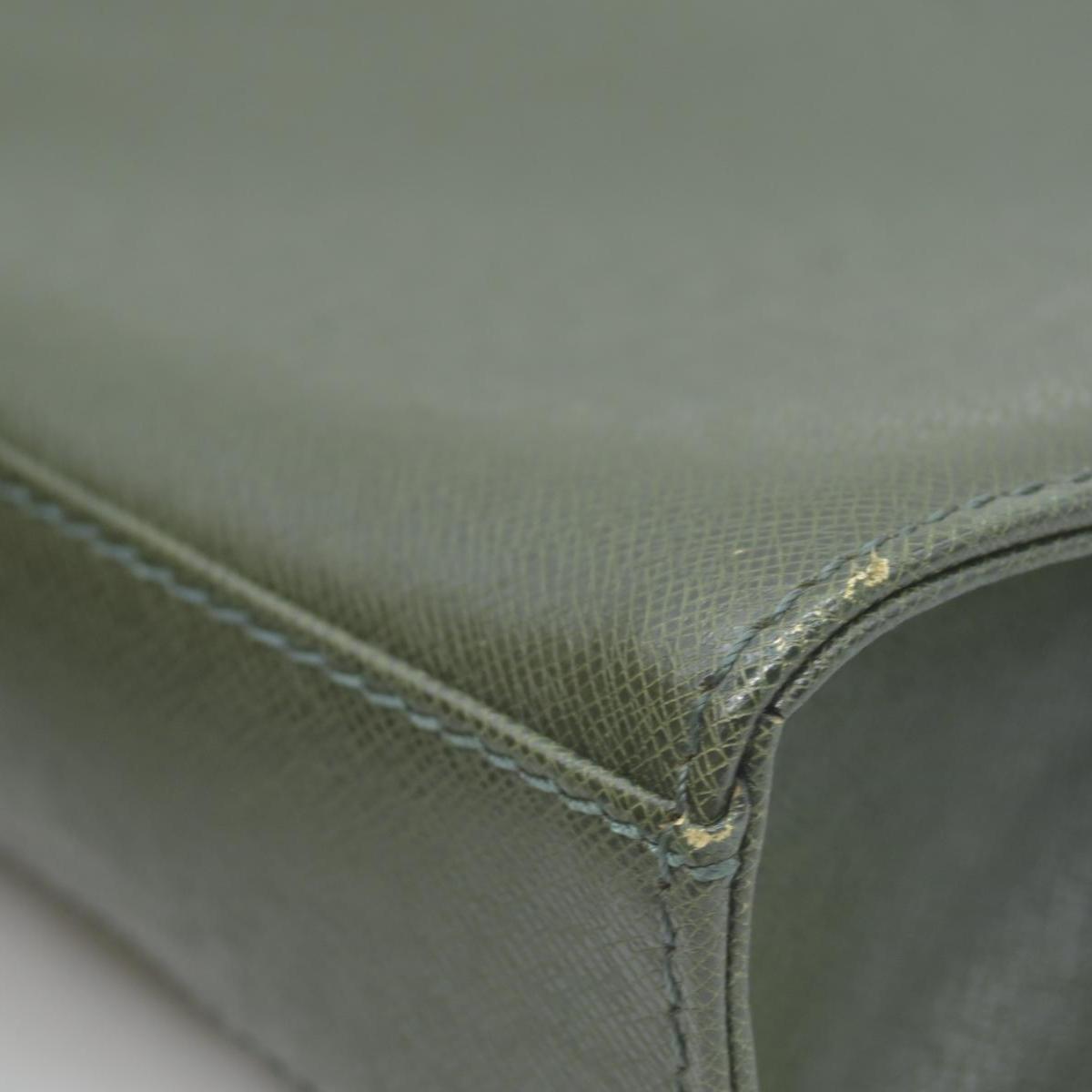 $650 Burberry Saffiano Leather Clutch Dark Green CONSIGNMENT