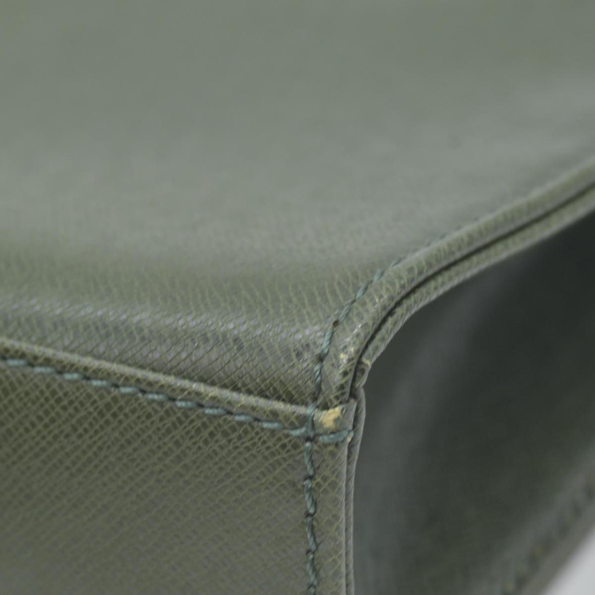 $650 Burberry Saffiano Leather Clutch Dark Green CONSIGNMENT