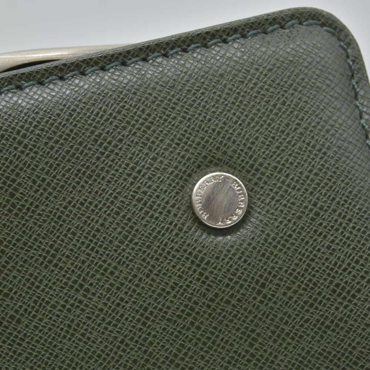 $650 Burberry Saffiano Leather Clutch Dark Green CONSIGNMENT