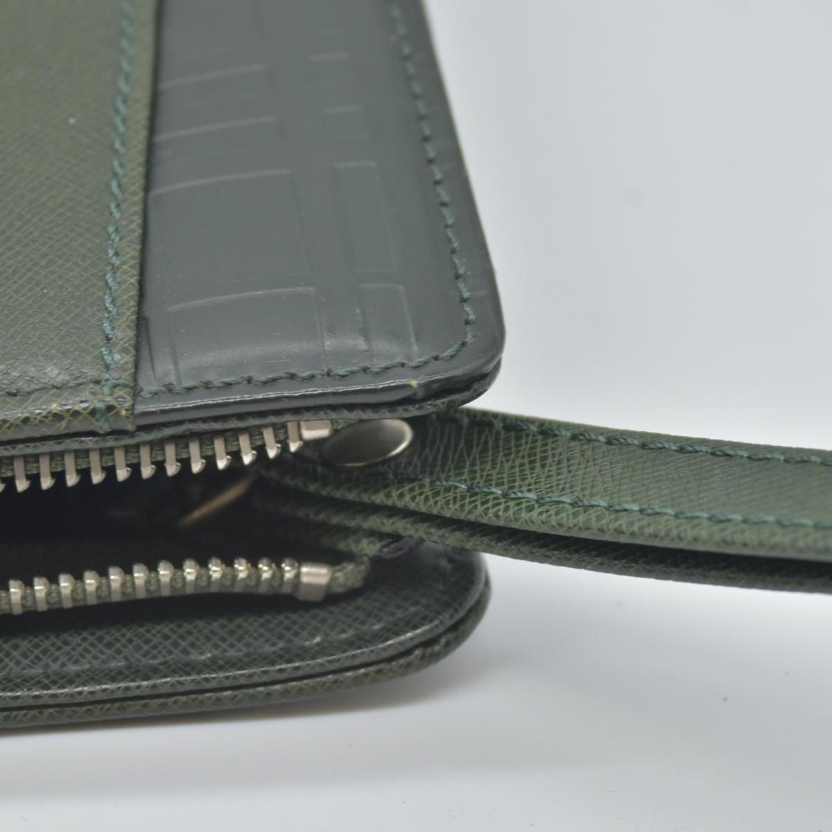 $650 Burberry Saffiano Leather Clutch Dark Green CONSIGNMENT