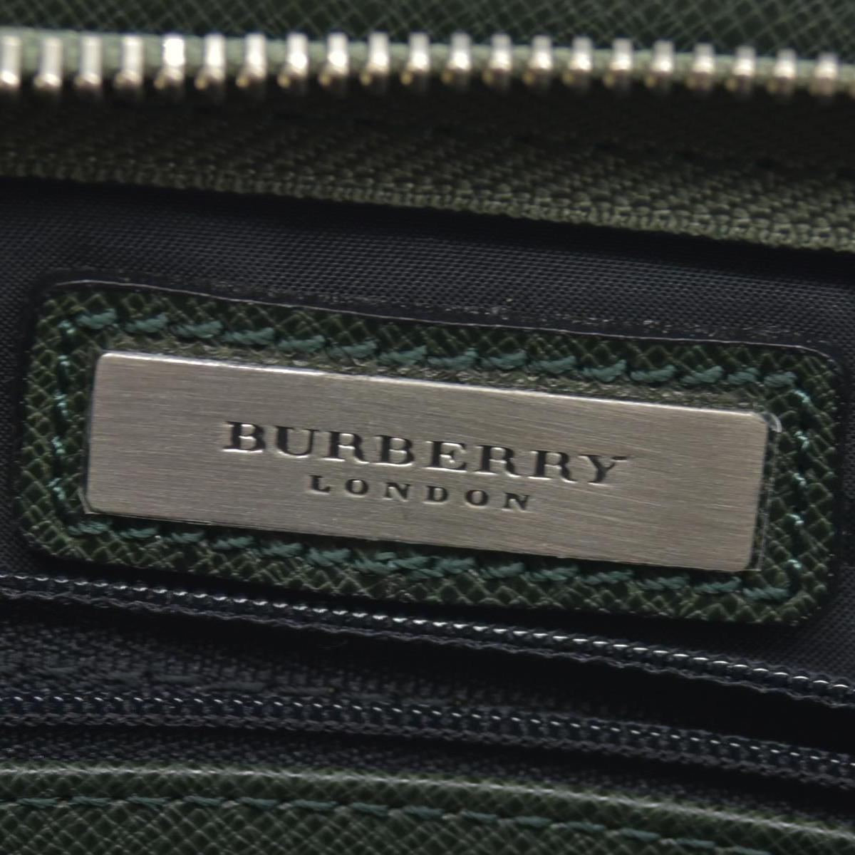 $650 Burberry Saffiano Leather Clutch Dark Green CONSIGNMENT