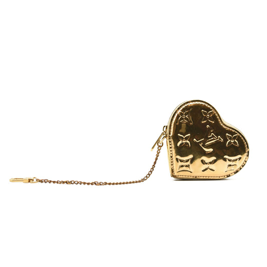 LOUIS VUITTON Monogram Miroir Heart Coin Purse Gold