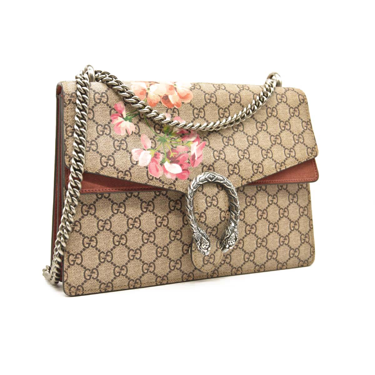 Gucci GG Supreme Monogram Blooms Medium Dionysus Shoulder Bag Beige Multicolor Dry Rose