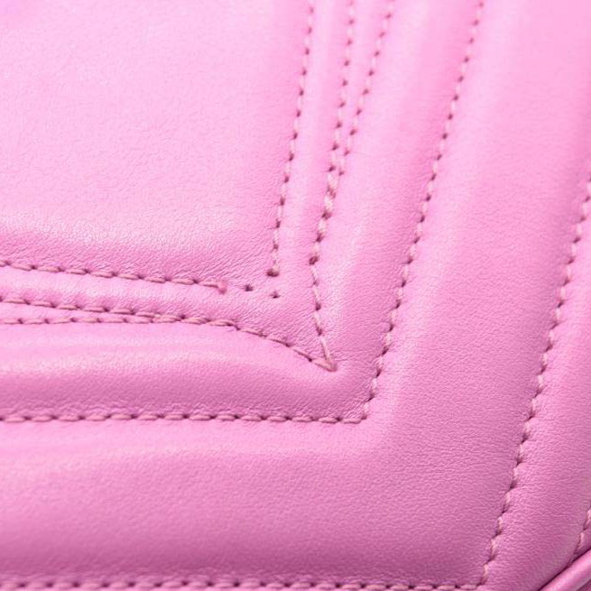 USED Gucci Calfskin Matelasse Medium GG Marmont Shoulder Bag Candy Mousse