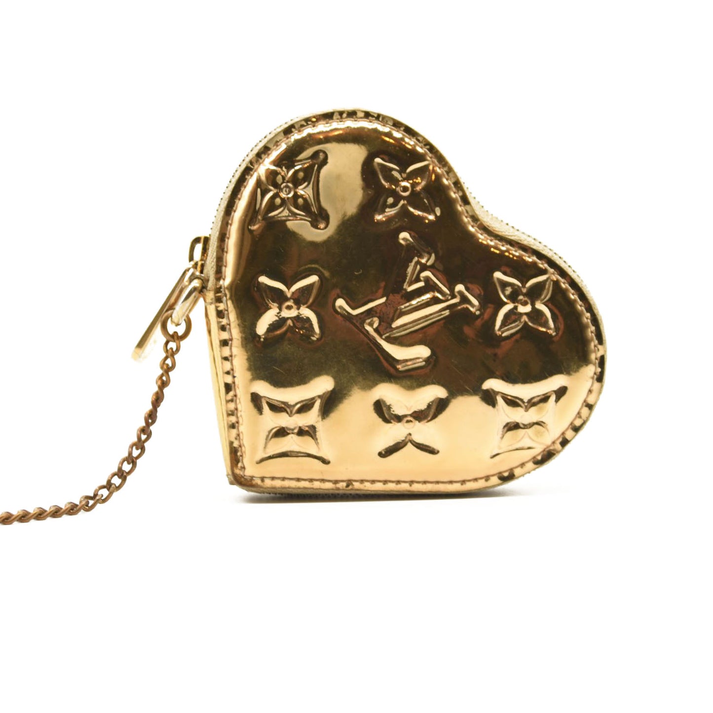 LOUIS VUITTON Monogram Miroir Heart Coin Purse Gold