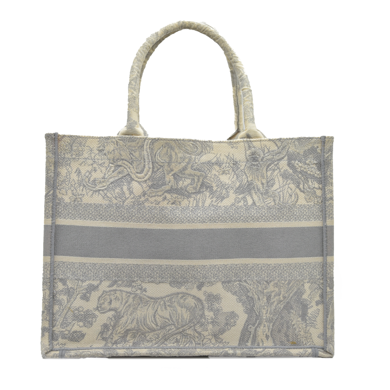 $3350 CHRISTIAN DIOR Canvas Embroidered Medium Dioriviera Toile De Jouy Book Tote Gray CONSIGNMENT
