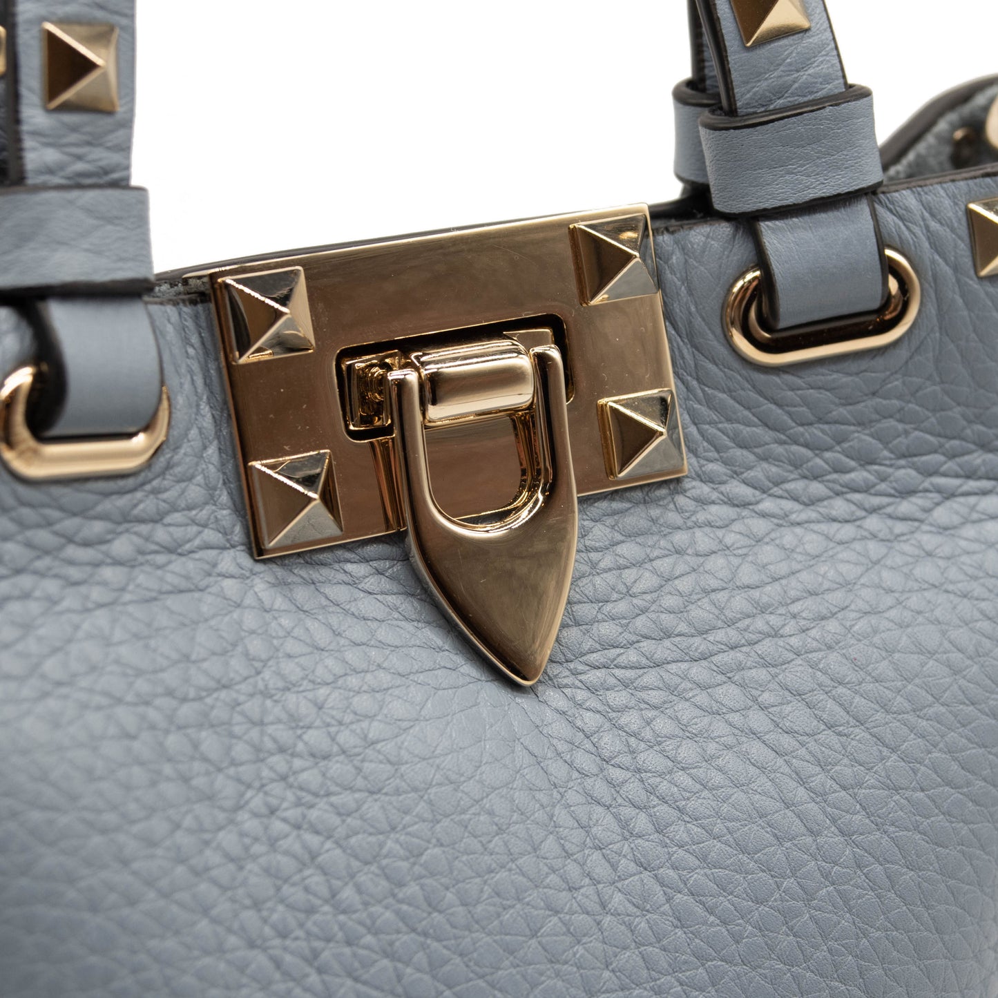 Valentino Mini Rockstud Leather Bucket Bag in Niagra Blue