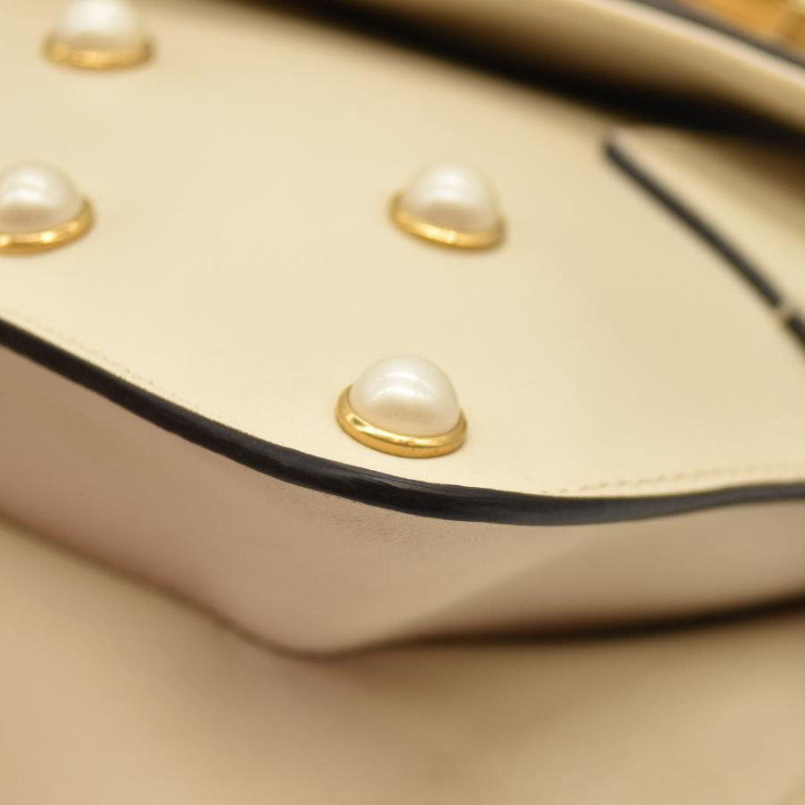 Gucci  Nappa Pearl Studded Mini Queen Margaret Broadway Shoulder Bag Mystic White