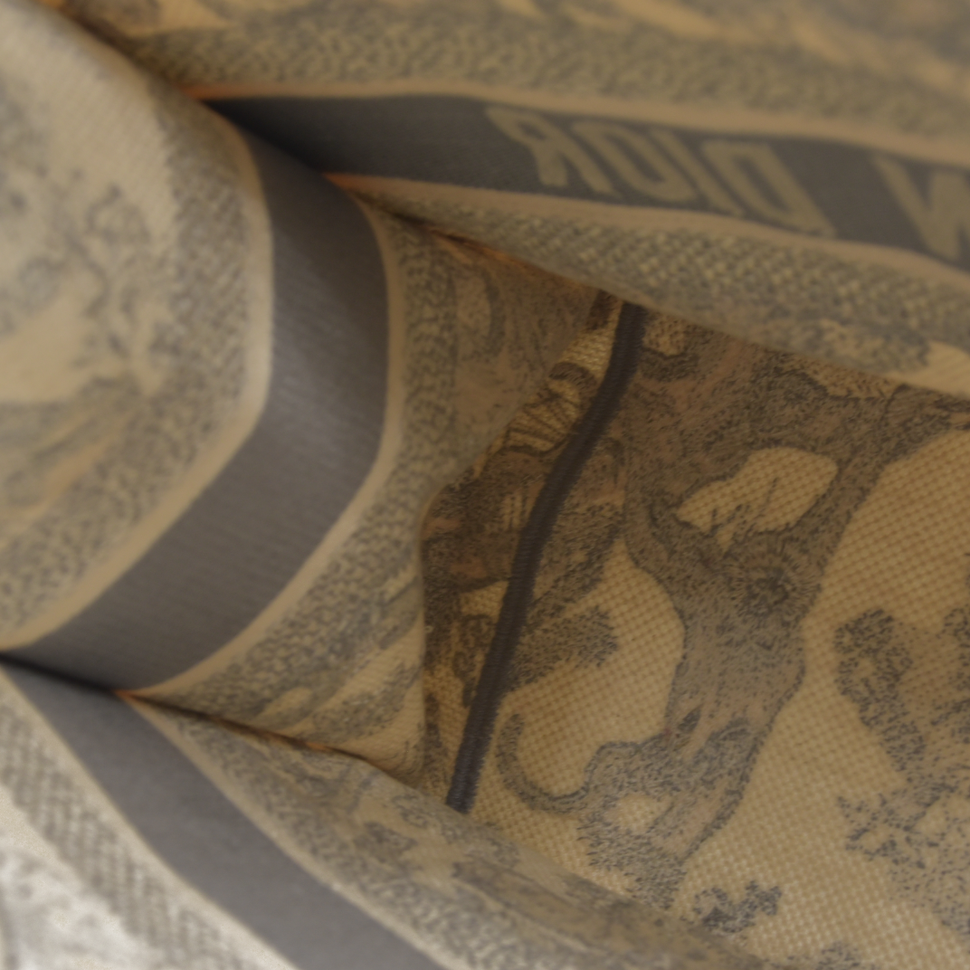 $3350 CHRISTIAN DIOR Canvas Embroidered Medium Dioriviera Toile De Jouy Book Tote Gray CONSIGNMENT