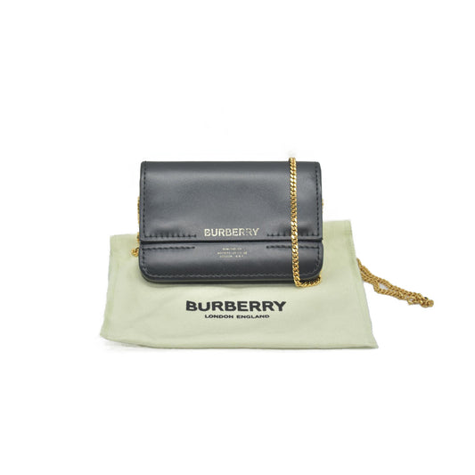 Burberry Calfskin Mini Jody Chain Card Case Black CONSIGNMENT